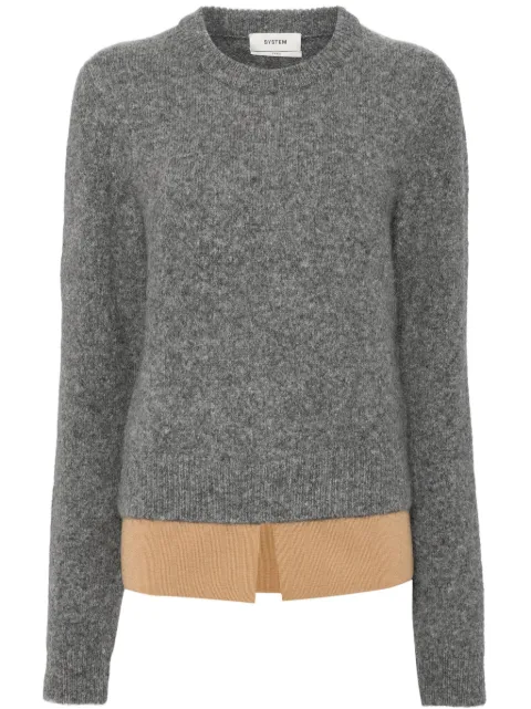 System shirt layered knit top Grey SY2E9KTOT19W