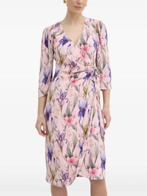 NISSA floral-print midi wrap dress Pink RZ14836