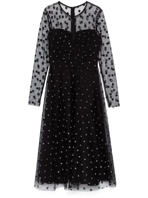 NISSA polka-dot glitter-embellished tulle dress Black RS15281