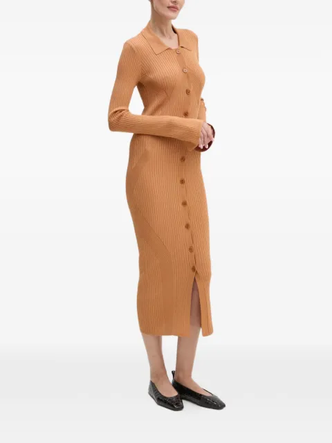 Patrizia Pepe buttoned long-sleeve midi dress Brown 8A1339K9J5