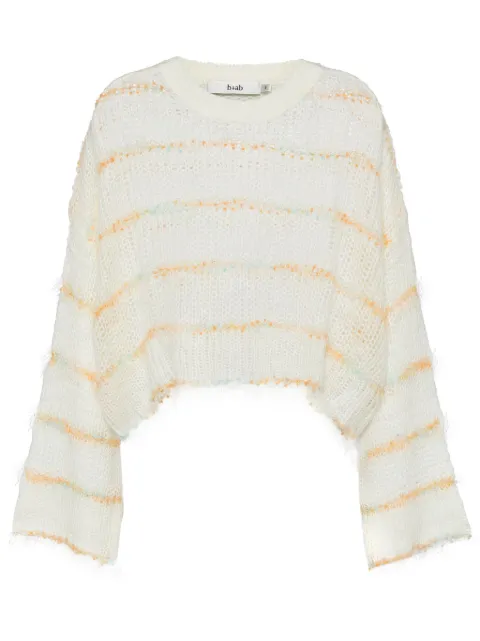 b+ab round-neck long-sleeved knitted top Neutrals 4F313AS