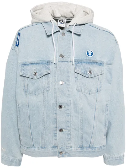 AAPE BY *A BATHING APE® logo-patch hooded jacket Blue ALJ7661XXN