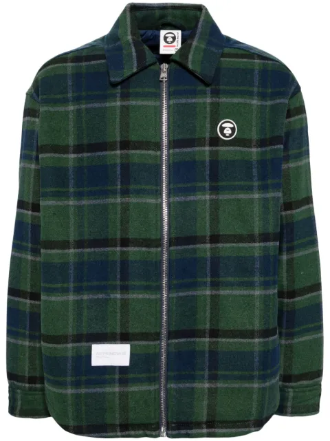 AAPE BY *A BATHING APE® Moonface logo check jacket Green AJK7659XXN