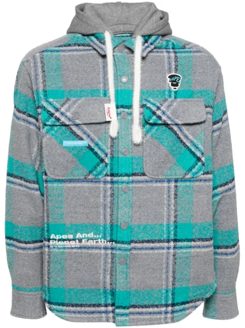 AAPE BY *A BATHING APE® check-pattern hooded jacket Grey AST8503XXN
