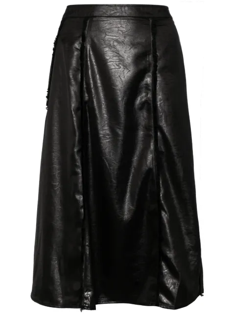 tout a coup faux leather midi skirt Black S109AF4