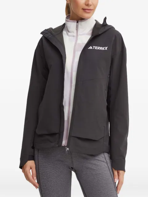 adidas logo-detail hooded jacket Black IX1487
