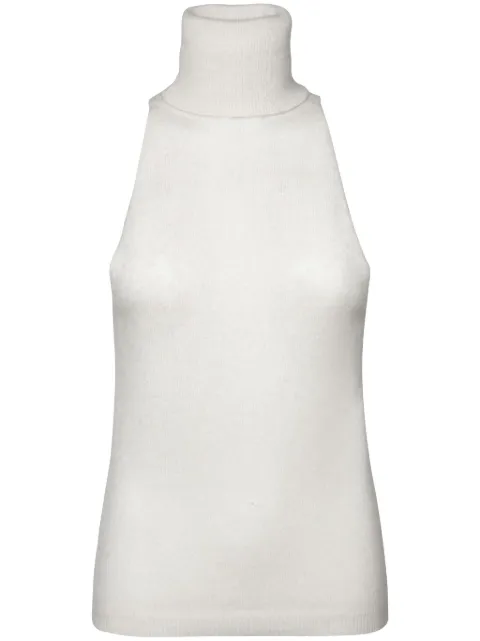 Cashmere In Love turtleneck sleeveless top White FRANCESIVORY