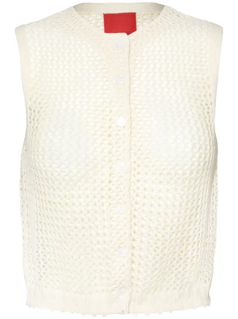 Cashmere In Love crochet buttoned vest White JUNEIVORY