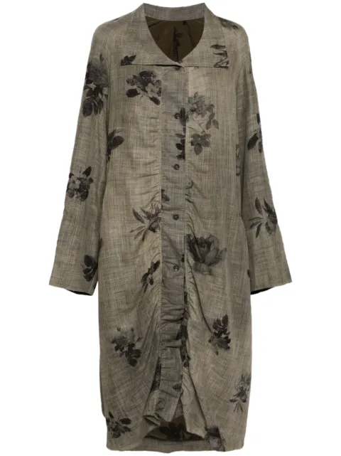 Ziggy Chen stand-collar back-pleated coat Grey 0W2430709