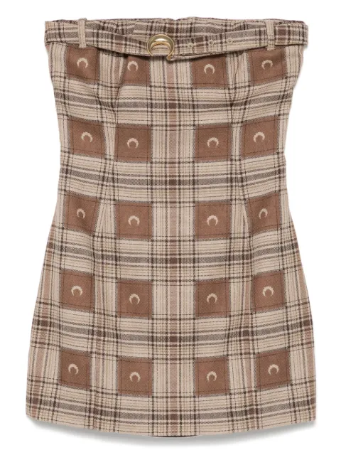 Marine Serre moon check-jacquard mini dress Brown WDR355ACWOV0064