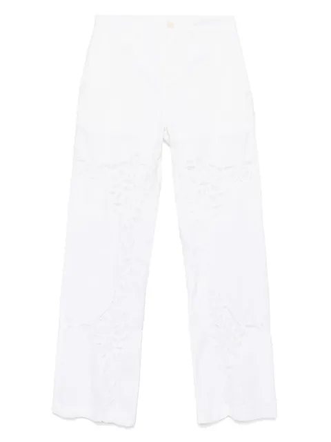 Marine Serre lace-panel trousers Neutrals UPA056AUWOV0007