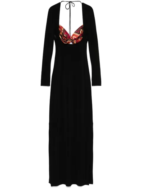 Marine Serre scarf-detailing maxi dress Black WDR334AUWOV0028