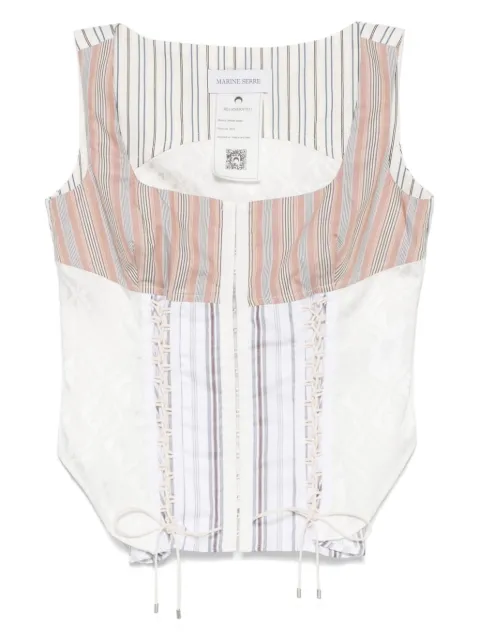 Marine Serre Regenerated striped top White WTO410ADWOV0061