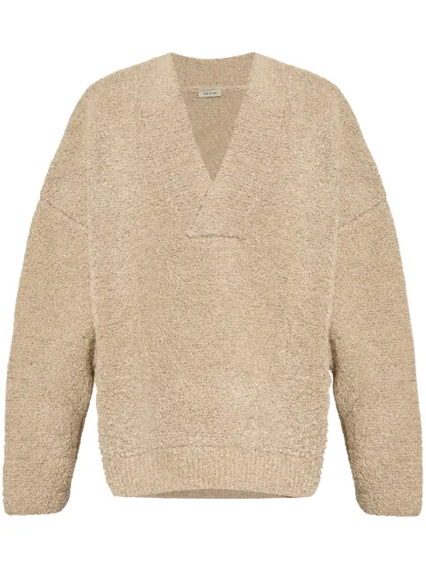 Fear Of God logo-appliqué V-neck sweater Neutrals FG24FW20727MOB
