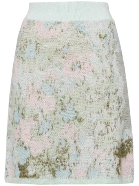 Onefifteen floral-intarsia knitted skirt Blue OF2477