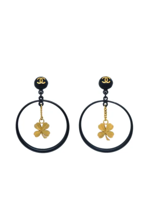 CHANEL Pre-Owned 1994 clover dangle clip-on earrings Gold ER94C