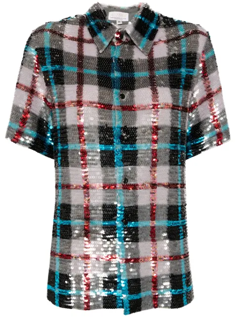 Ashish sequin-embellishment cotton shirt Blue T004