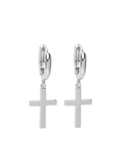 Nialaya Jewelry cross dangling earrings Silver WEAR060