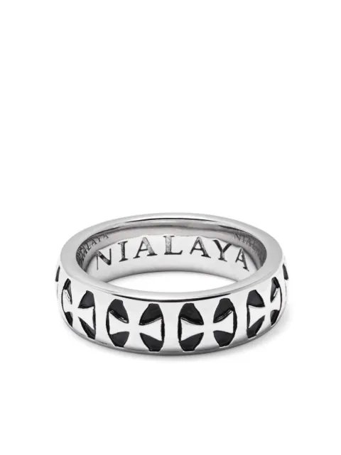 Nialaya Jewelry cross-engraved flat ring Silver MRING028