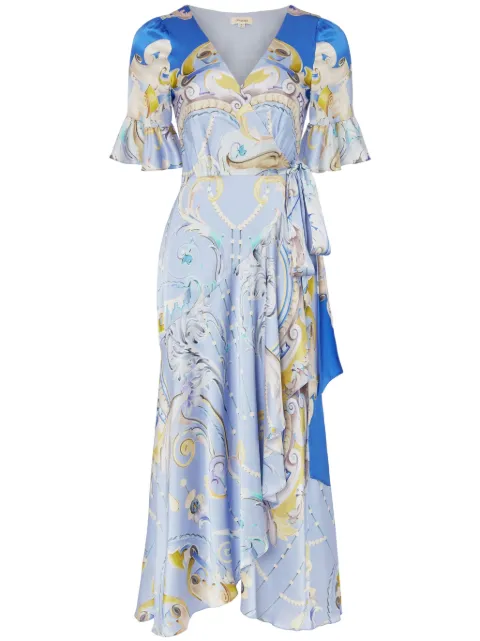 Temperley London Carline-print wrap dress Blue 24SSCRL53448