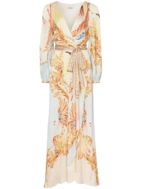 Temperley London graphic-print wrap dress Neutrals 24SSAKR54264