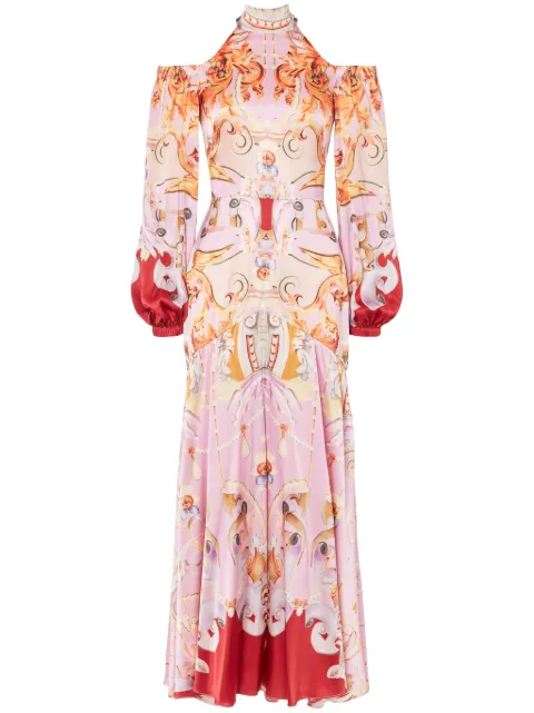 Temperley London Carline-print cold shoulder dress Pink 24SSSCRL52677