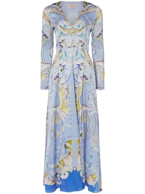 Temperley London Carline-print coat Blue 24SSCRL54223