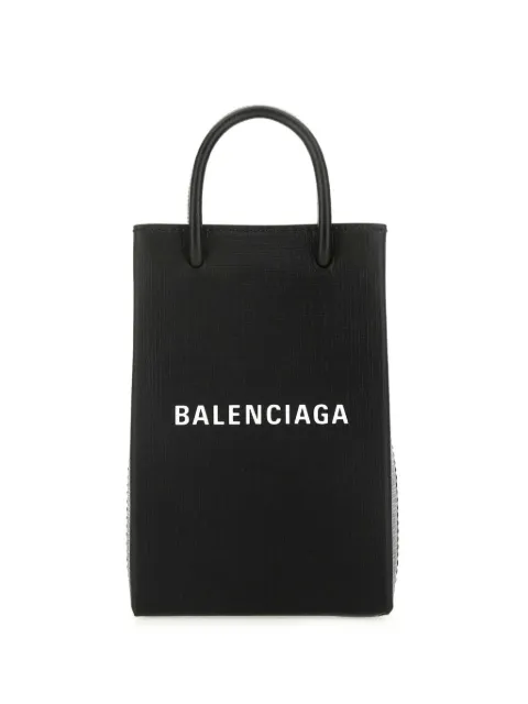 Balenciaga logo-print leather phone case Black 7577730AI2N