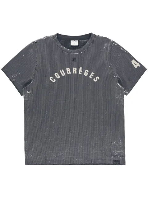 Courrèges embroidered distressed T-shirt Grey 124JTS008JS01369071