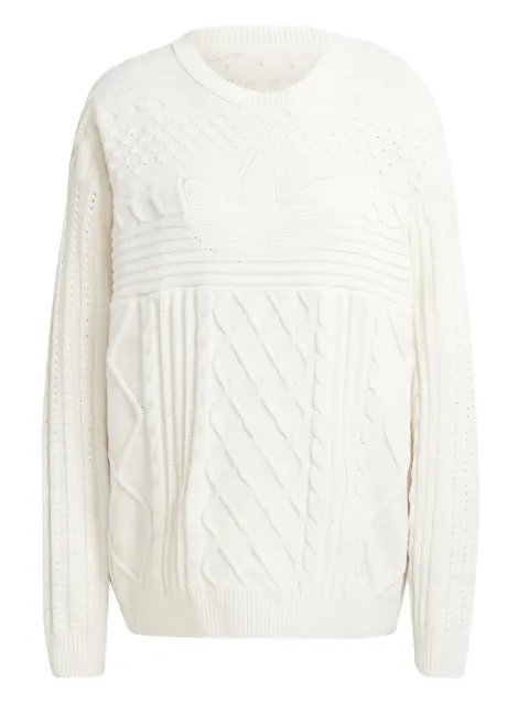 adidas cable-knit sweater White JN8318