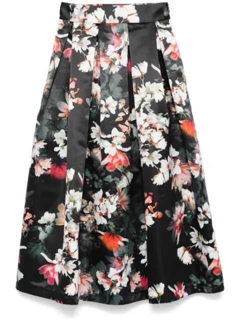 NISSA floral-print taffeta midi skirt Black F15182PRINT