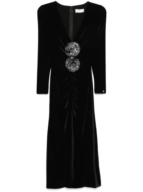 NISSA velvet midi dress Black RS15316BLACK