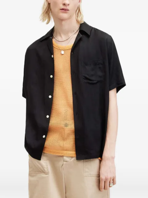 AllSaints embroidered-sun motif shirt Black M043SA