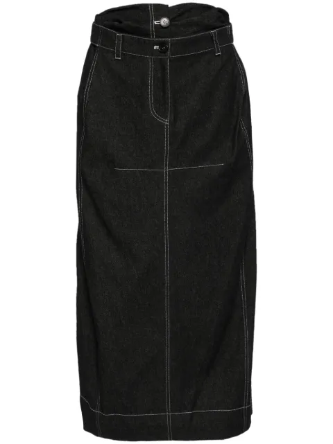Low Classic double waist maxi denim skirt Black LW243SK05BK