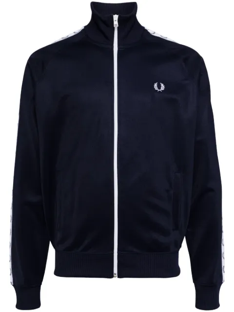 Fred Perry wreath-embroidered logo-tape track jacket Blue J4620FW24