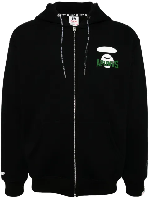 AAPE BY *A BATHING APE® logo-print hooded jacket Black ASWB343XXN