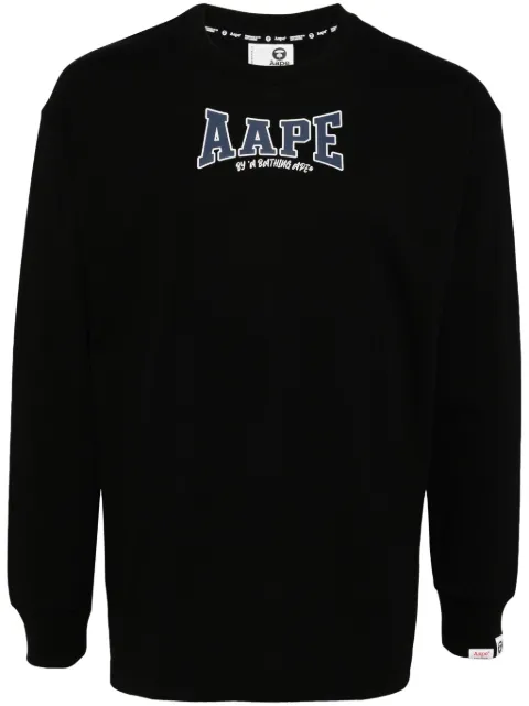 AAPE BY *A BATHING APE® logo-print long-sleeved T-shirt Black ALT1544XXN