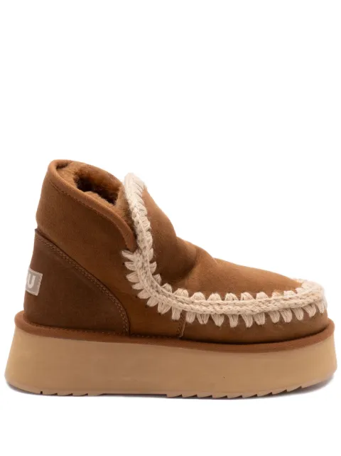 Mou Eskimo crochet-stitch platform boots Brown FW681000ACOG