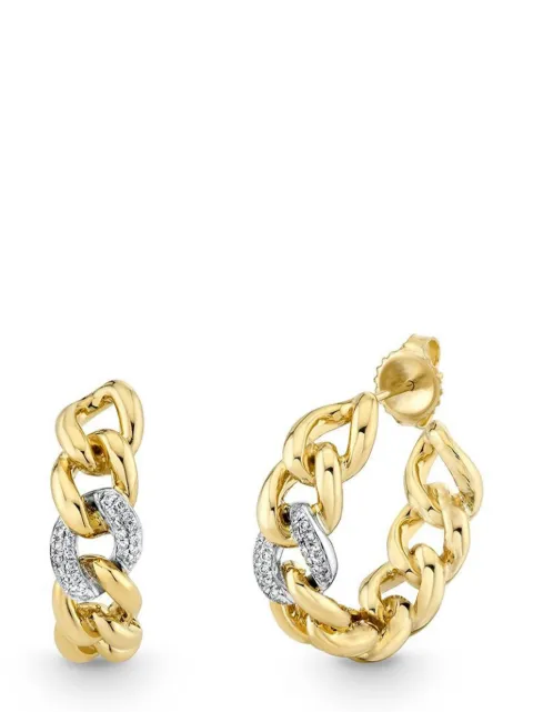 Sydney Evan 14kt yellow gold small Single Link diamond hoop earrings Gold E41563Y