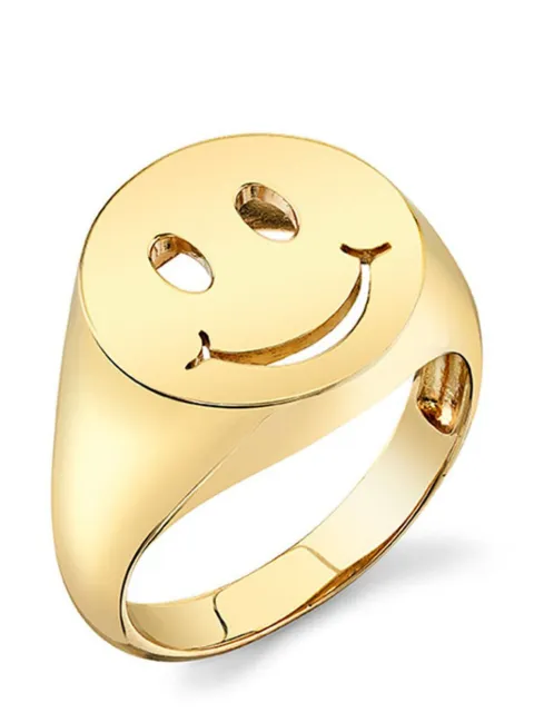 Sydney Evan 14kt yellow gold Pure Happy Face signet ring Gold RJP2918YG65