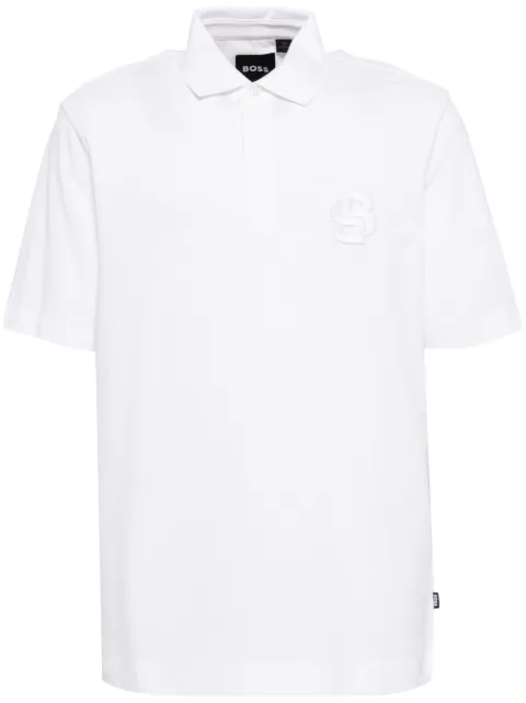 BOSS concealed placket polo shirt White 50518753