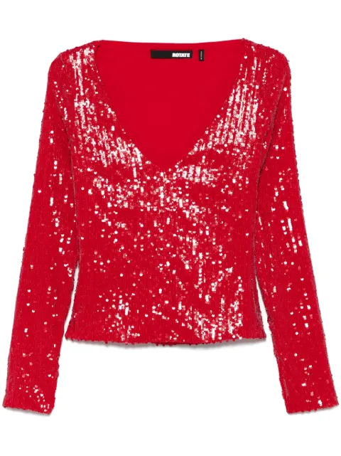 ROTATE BIRGER CHRISTENSEN sequins V-neck top Red 1131493017