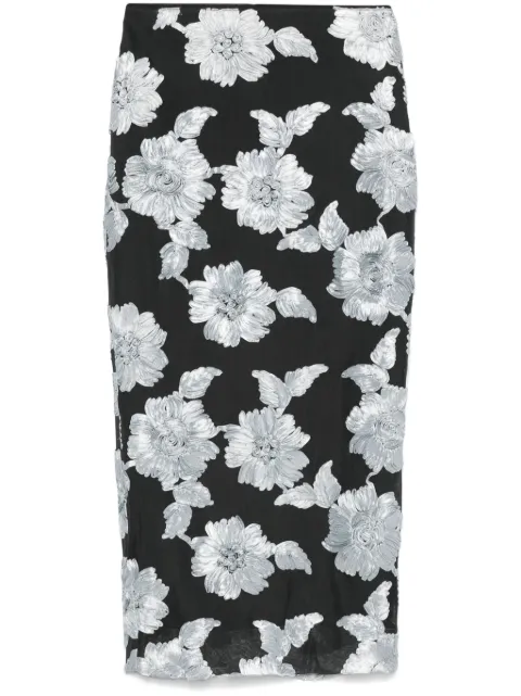 ROTATE BIRGER CHRISTENSEN floral-mesh pencil skirt Black 1130381206