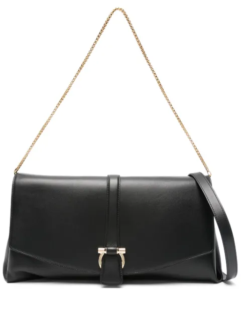 Ferragamo Gancini-buckle shoulder bag Black 777240