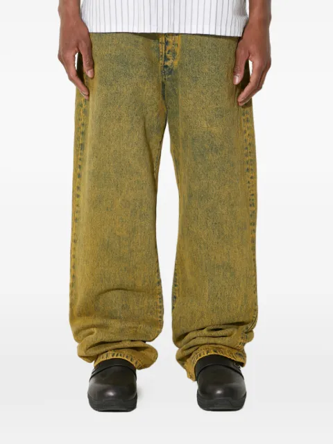Aries logo-embroidered denim jeans Yellow SUAR31313