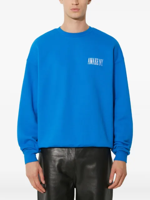 Awake NY logo-embroidered crew-neck sweater Blue AWKSP24CN002