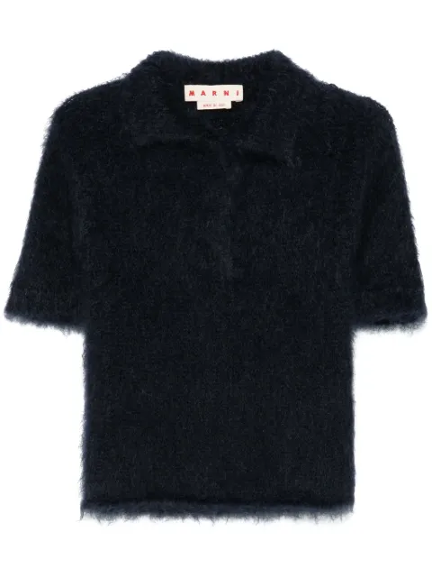 Marni brushed-effect polo top Blue POMD0039E0UFU172