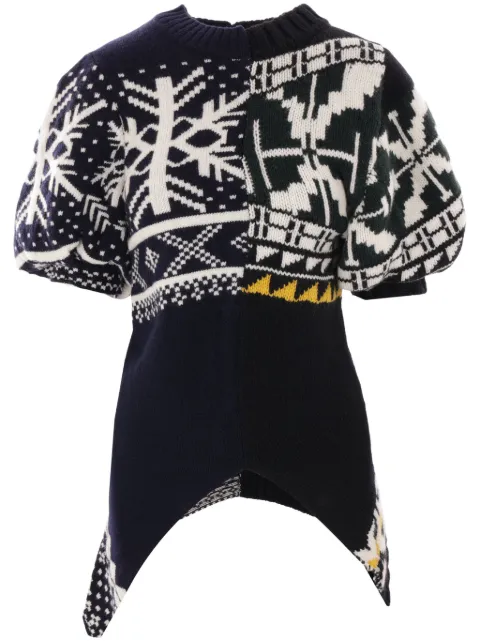 sacai patchwork short-sleeve sweater Black 2407433