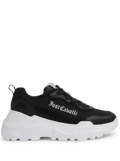 Just Cavalli logo-print panelled sneakers Black 77RA3SL1ZPA72