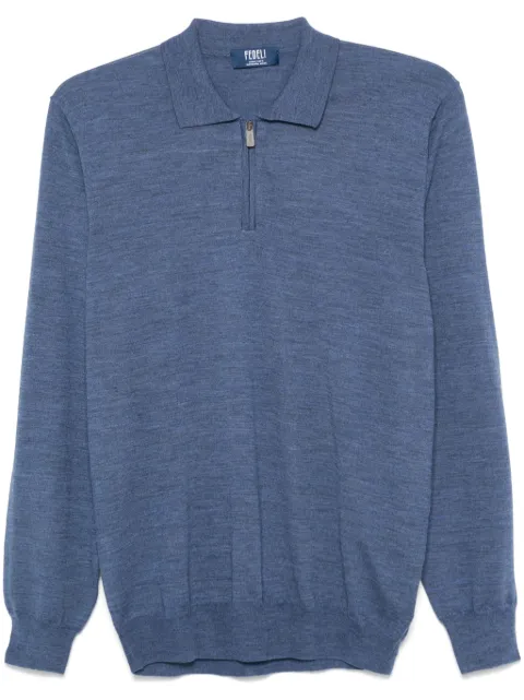Fedeli fine-knit polo shirt Blue 7UI07152